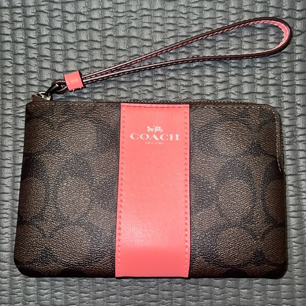 Coach Brown and Pink Wristlet